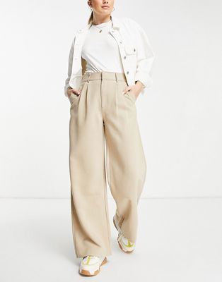Abercrombie & Fitch ultra high rise wide leg pants in camel-Brown
