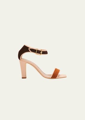 Abiba Tricolor Ankle-Strap Heeled Sandals