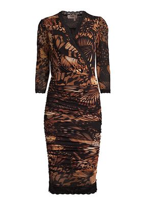 Abito Butterfly-Print Mesh Knee-Length Dress