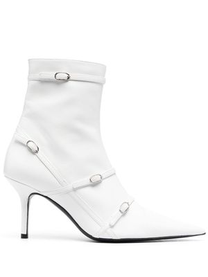 Abra belted pointed-toe boots - White