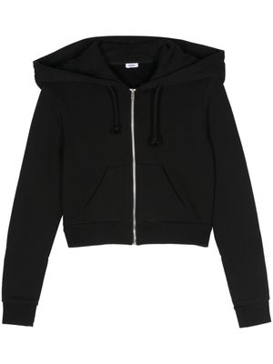 Abra cropped zip-up organic cotton hoodie - Black