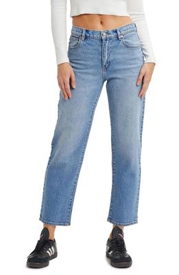 ABRAND '95 Felicia Mid Rise Straight Leg Ankle Jeans in Mid Vintage Blue