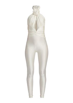Abreen Stretch Shimmer Cut-Out Halterneck Jumpsuit