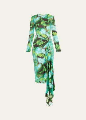 Abstract Ananya Long-Sleeve Midi Dress