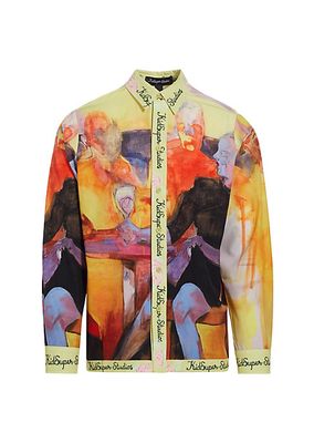 Abstract Button-Front Shirt