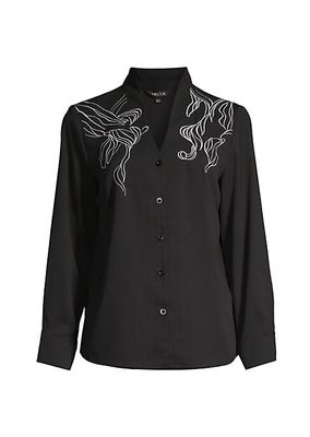 Abstract Embroidered Crepe Blouse