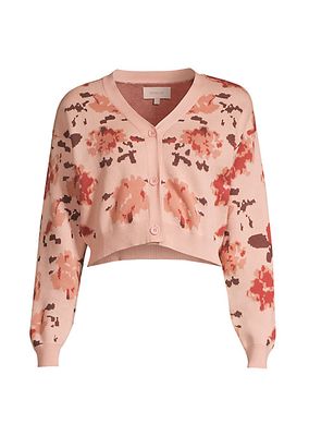 Abstract Floral Cardigan Sweater