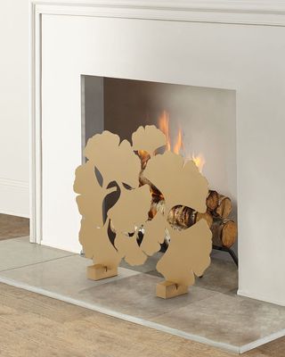 Abstract Gingko Fireplace Screen