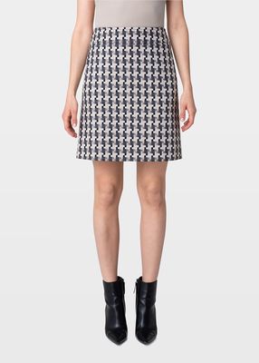 Abstract Jacquard Wool-Blend Skirt