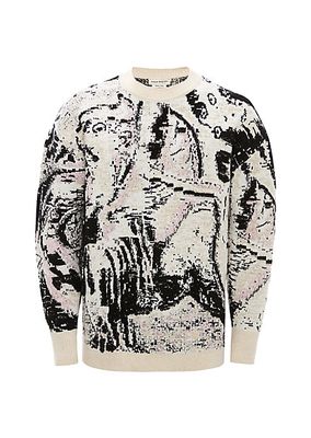 Abstract Knit Crewneck Sweater