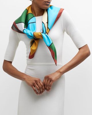 Abstract Logo Silk Square Scarf