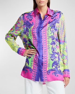 Abstract Print Button-Front Shirt