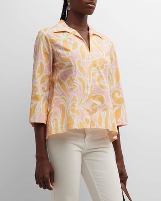 Abstract-Print Cotton Swing Top