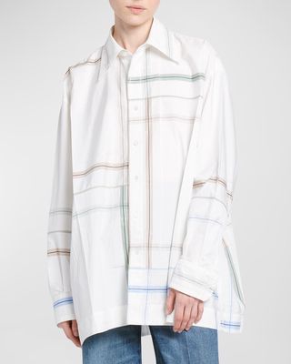 Abstract-Print Oversized Collared Shirt