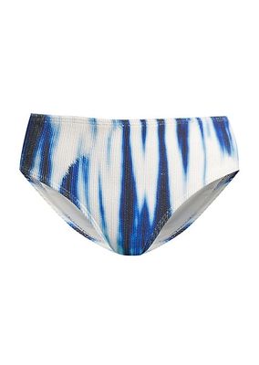 Abstract-Print Textured Bikini Bottom