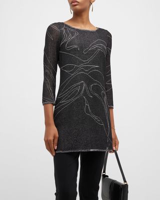 Abstract Swirl Sparkle Tunic Top