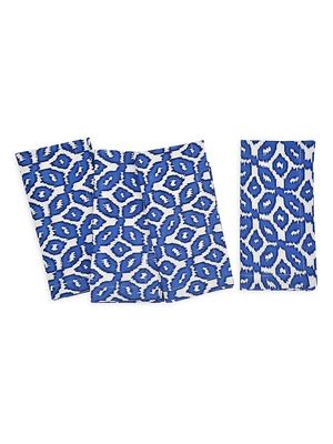 Abstracts Ikat 4-Piece Linen Napkin Set - Blue - Blue
