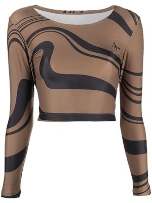 Abysse graphic-print long-sleeve top - Brown