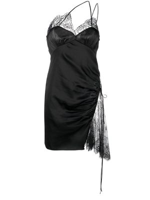 AC9 floral-lace one-shoulder mini dress - Black