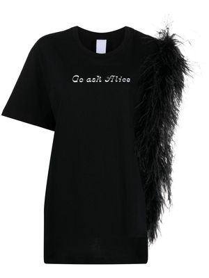 AC9 slogan-print feather-embellished T-shirt - Black