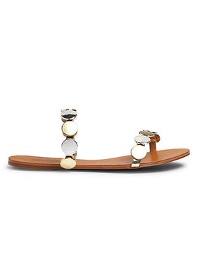 Acacia Disc-Embellished Leather Sandals