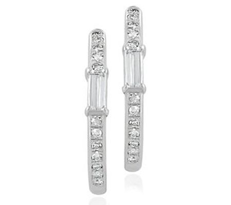 Accents by Affinity Baguette Hoop Earrings, 1 4 K White Gold