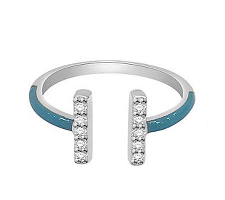 Accents by Affinity Blue Enamel Diamond Cuff Ri ng, Sterling