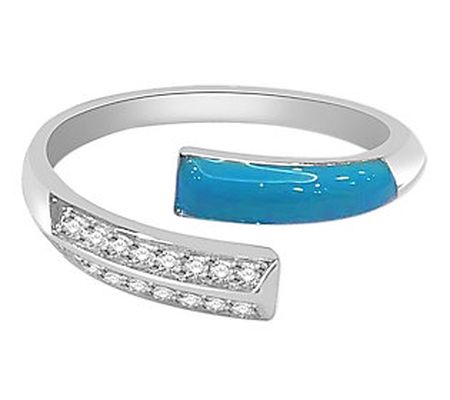 Accents by Affinity Blue Enamel Diamond Ring, S terling Silver