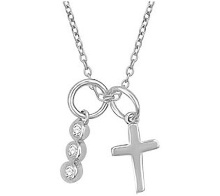 Accents by Affinity Diamond Charm & Cross w/ Ch ain, Sterling