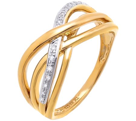 Accents by Affinity Diamond Criss Cross Ring, 1 4K Gold Plated