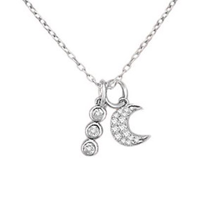 Accents by Affinity Diamond Moon & Charm w/ Cha in, Sterling