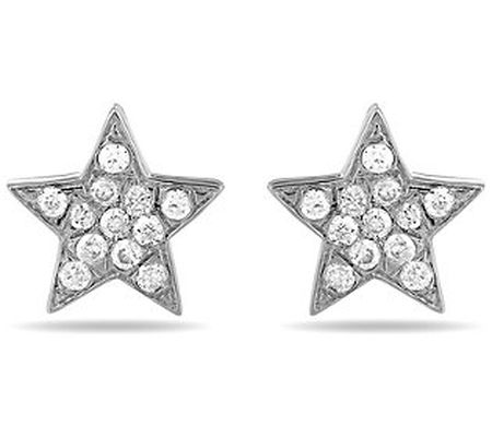 Accents by Affinity Pave Star Stud Earrings, 14 K White Gold