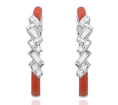 Accents by Affinity Pink Enamel Diamond Earring s, Sterling