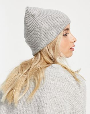 Accessorize beanie hat in gray rib-Grey