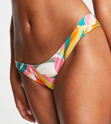 Accessorize bikini bottom in multi tropical print