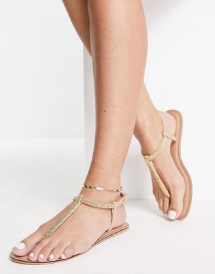 Accessorize embellished toe post sandals in rose gold