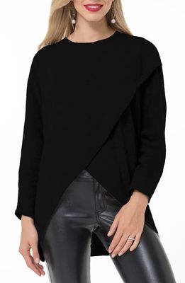 Accouchée Crossover Long Sleeve Maternity/Nursing Top in Black