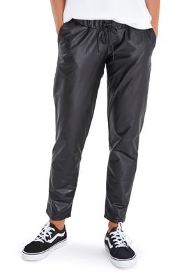 Accouchée Foldover Waistband Faux Leather Maternity Pants in Black