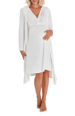Accouchée Maternity/Nursing Nightgown & Robe Set in Ecru