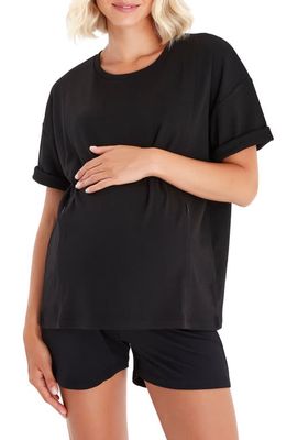 Accouchée Side Zip Maternity/Nursing T-Shirt in Black