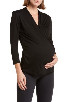 Accouchée Surplice V-Neck Maternity/Nursing Top in Black