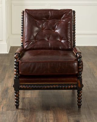 Ace Tufted Leather Spindle Chair