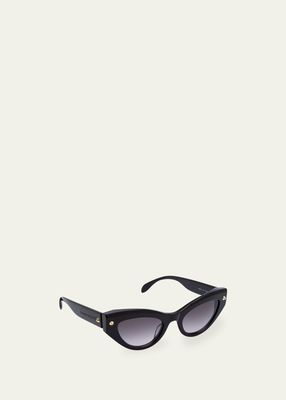 Acetate Cat-Eye Sunglasses w/ Studded Detail
