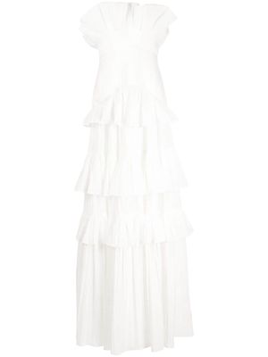 Acler Ascot ruffled strapless gown - White