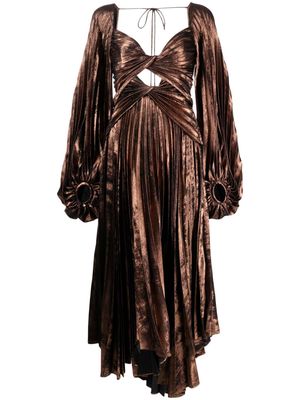 Acler Auroa pleated metallic-effect dress
