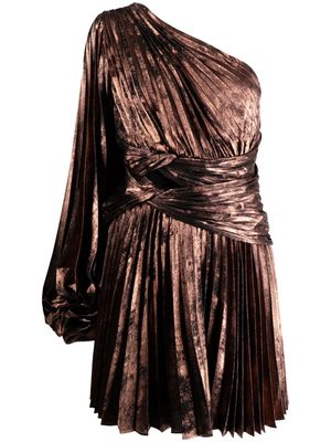 Acler Auroa pleated single-sleeve minidress - Brown