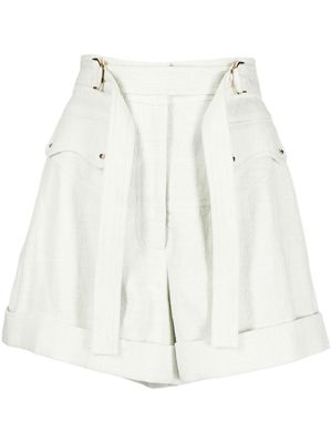 Acler belted high-waisted shorts - Green