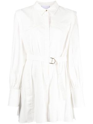 Acler belted-waist cotton shirtdress - White