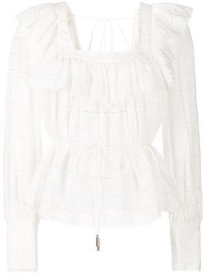 Acler cut out-detail ruffled blouse - White