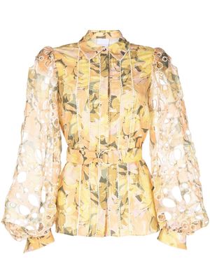 Acler floral-print puff-sleeve blouse - Yellow